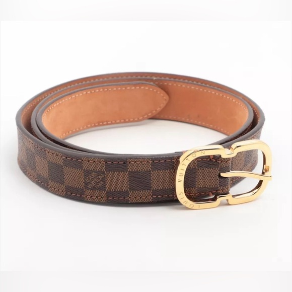Louis Vuitton Sun Tulle Damier Belt With Gold Buckle 85/34 M9744 - Picture 1 of 7